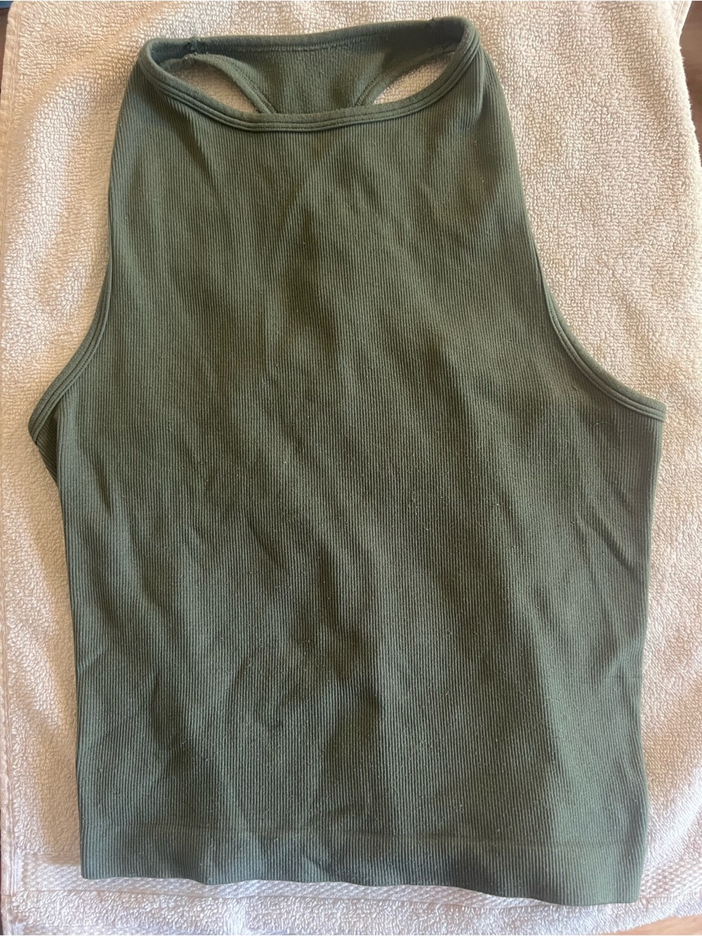 Free People Ribbed High Neck Racerback Tank - Olive